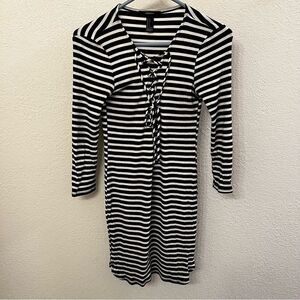 Chic Black and White Striped Dress